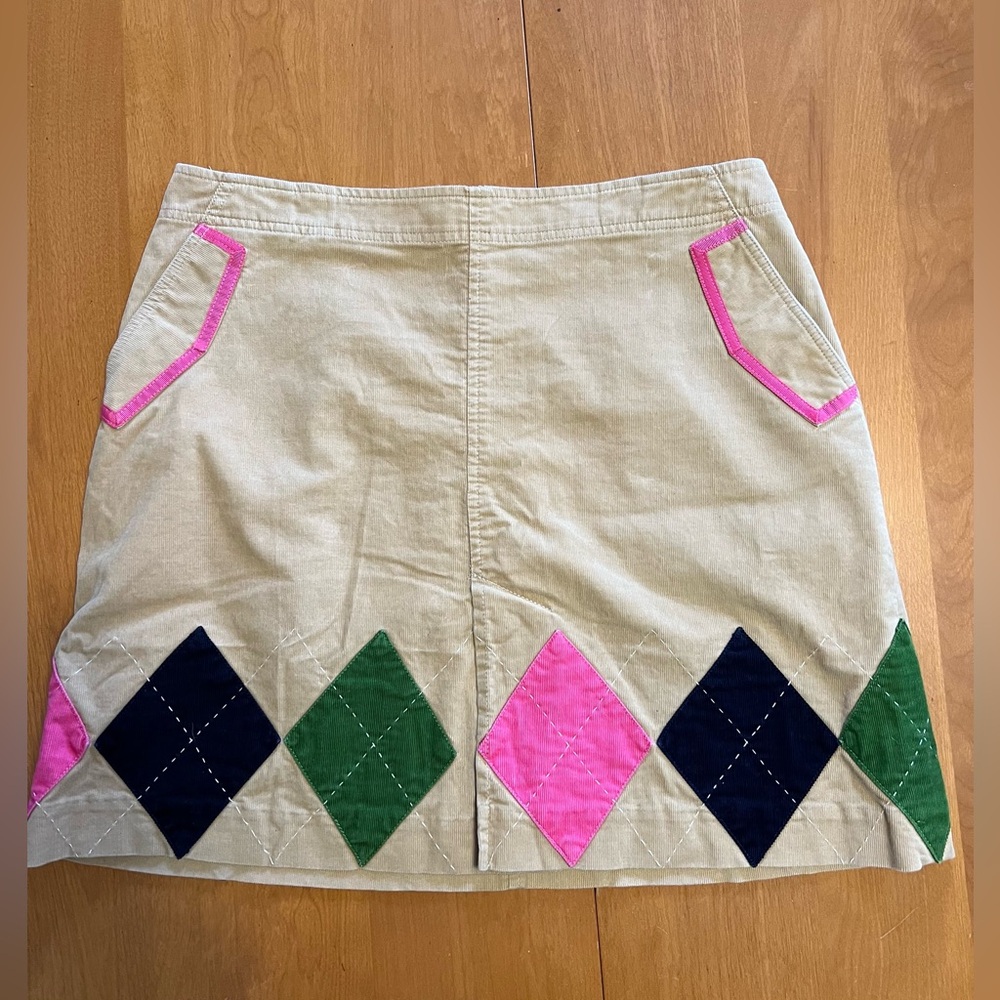 Lily Pulitzer white label corduroy skirt Multi argyle  Sz 12 taken in to 8/10